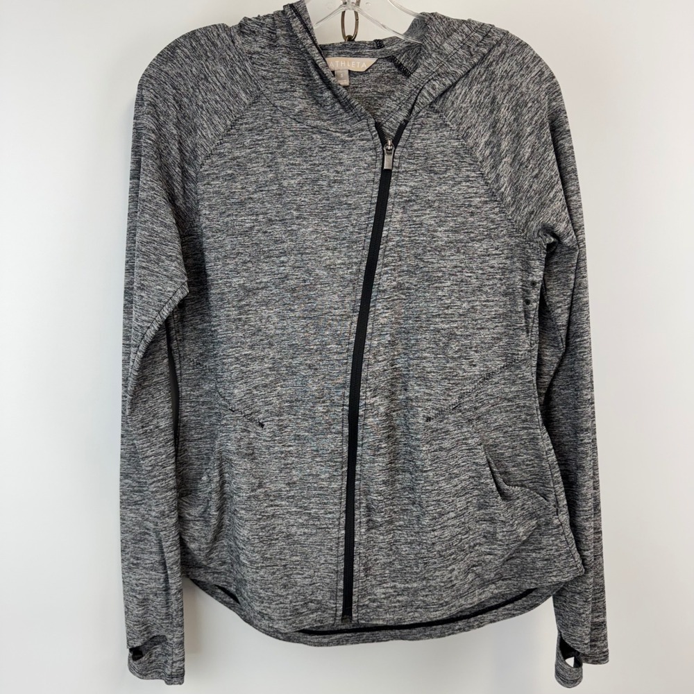 Athleta‎ Women's Small Gray Marled Zip Hoodie Lightweight Athletic Jacket